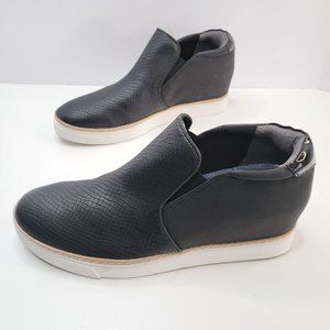 Dr. Scholl's Slip On Comfort Shoes Sz 9.5 Black Croc Embossed Faux Leather Shoe